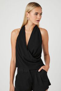 BLACK Cowl Neck Halter Top, image 1