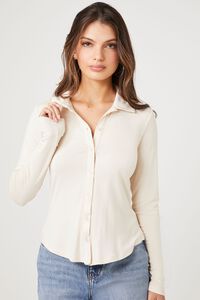 SAND Curved-Hem Long-Sleeve Shirt, image 1