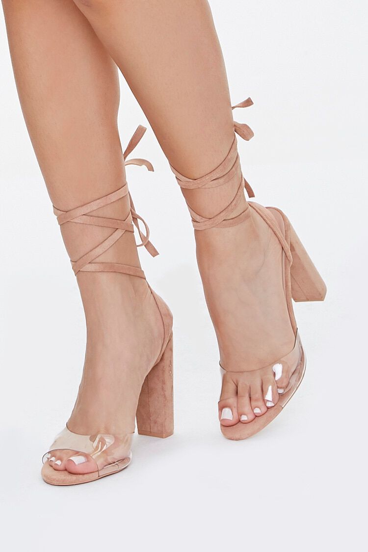 clear strap up heels