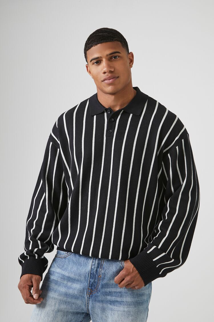 Striped Long-Sleeve Polo Shirt
