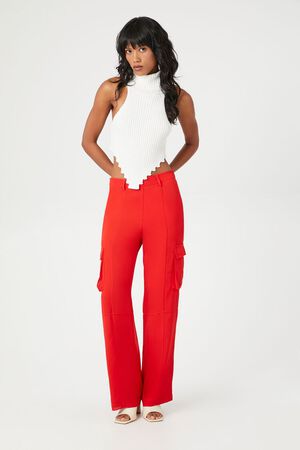 Forever 21 Women's Side-Striped Tearaway Pants in Red Medium