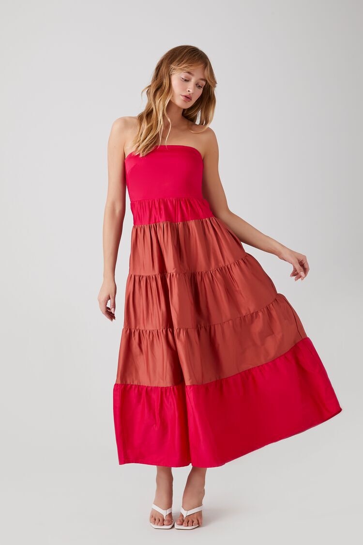 Colorblock Tiered Maxi Dress