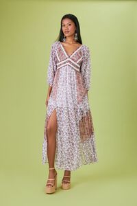 PINK/MULTI Ditsy Floral M-Slit Maxi Dress, image 1