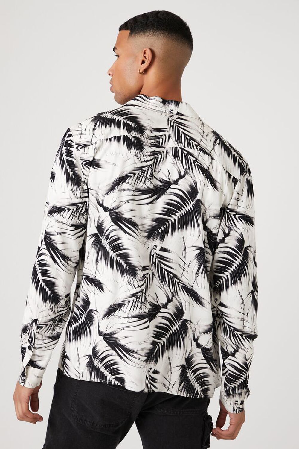 Multi Palm Print Rayon Short Sleeve Shirt