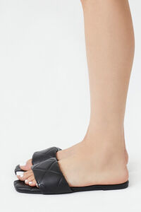 BLACK Quilted Vamp Flat Sandals, image 2