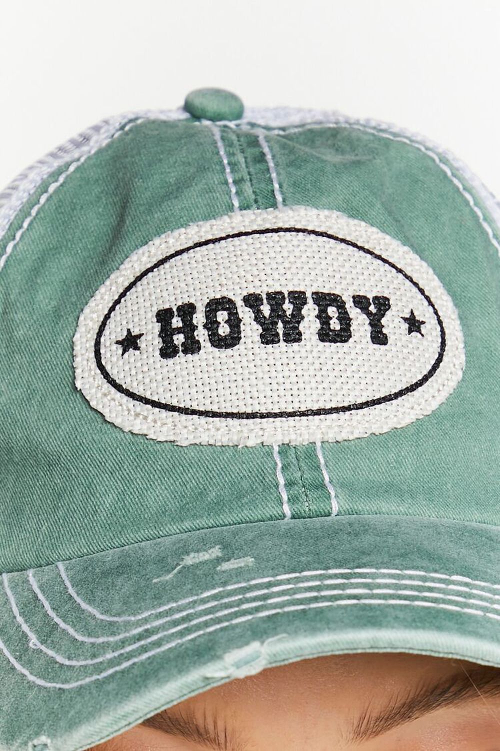 OLIVE/MULTI Distressed Howdy Trucker Hat, image 2