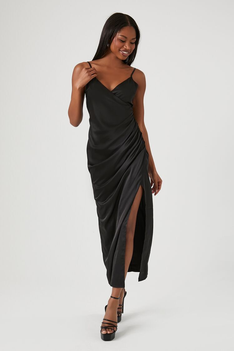 Black Satin Camile Slip Dress – Never Fully Dressed