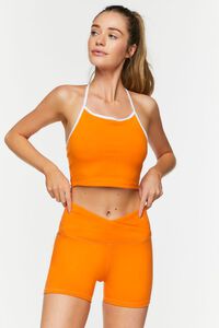 NEON ORANGE Active Crossover Biker Shorts, image 1