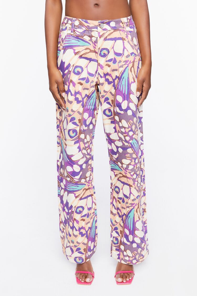 Abstract Butterfly Twill Pants