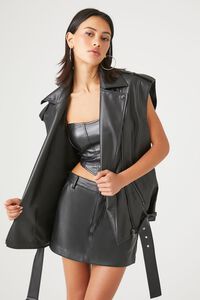 BLACK Faux Leather Moto Vest, image 1