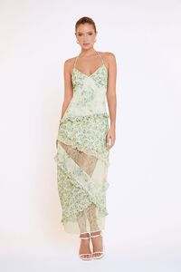 IVORY/MULTI Tiered Floral Patchwork Maxi Dress, image 1