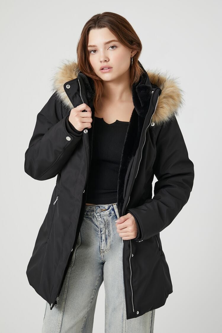 faux fur hooded jacket