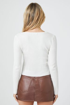 Favorite Festivities Ivory Ribbed Knit Cuff Sleeve Sweater