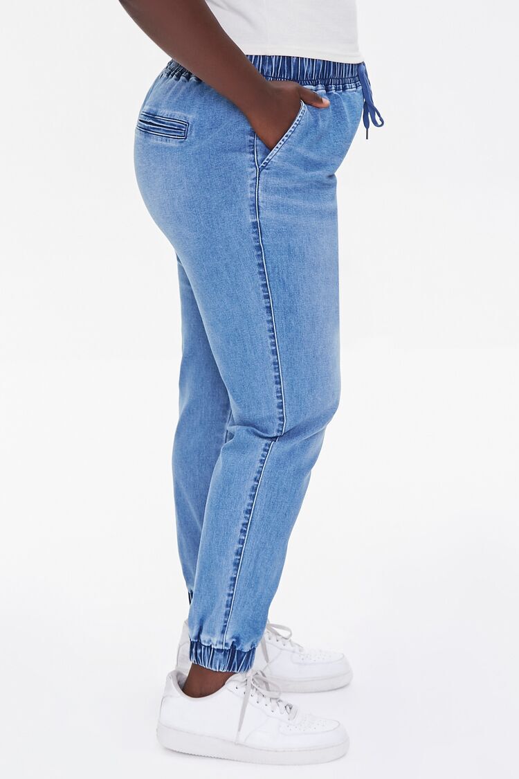 Plus Size Denim Drawstring Joggers