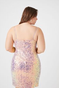 PINK/MULTI Plus Size Sequin Tulip-Hem Mini Dress, image 3