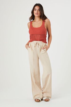 Taupe Textured Short Sleeve Wide Leg Pants Set - Small