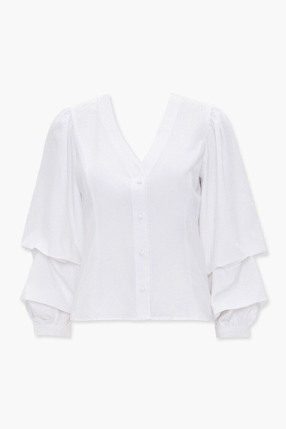 Buttoned Gathered-Sleeve Top