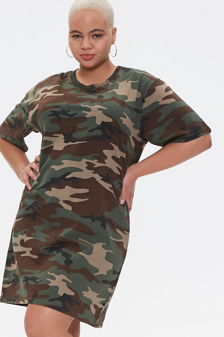 camo t shirt dress plus size