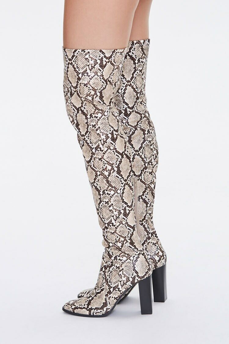 Faux Snakeskin Over-the-Knee Boots