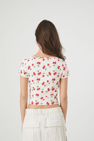 Cherry printed crop top with back tie