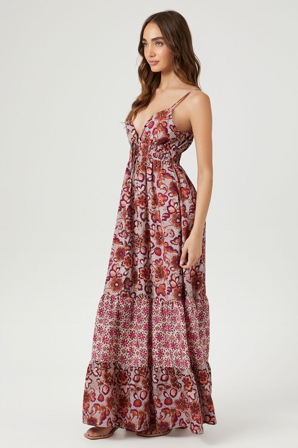 PINK/MULTI Tiered Reworked Floral Maxi Dress, image 2