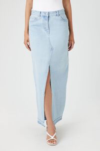 LIGHT DENIM Denim Maxi Slit Skirt, image 2