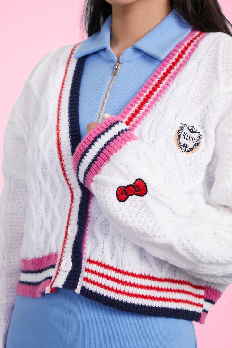 Hello Kitty x Forever 21 Womens Medium Pink Cat Cardigan Sweater NWT