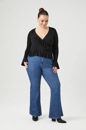 Blusas Mujer De Moda 2021 Spring Black Long Sleeve Top Lace Ruffles Solid  Slim Plus Size Tops Fashion Korean Top Clothes 8410 50