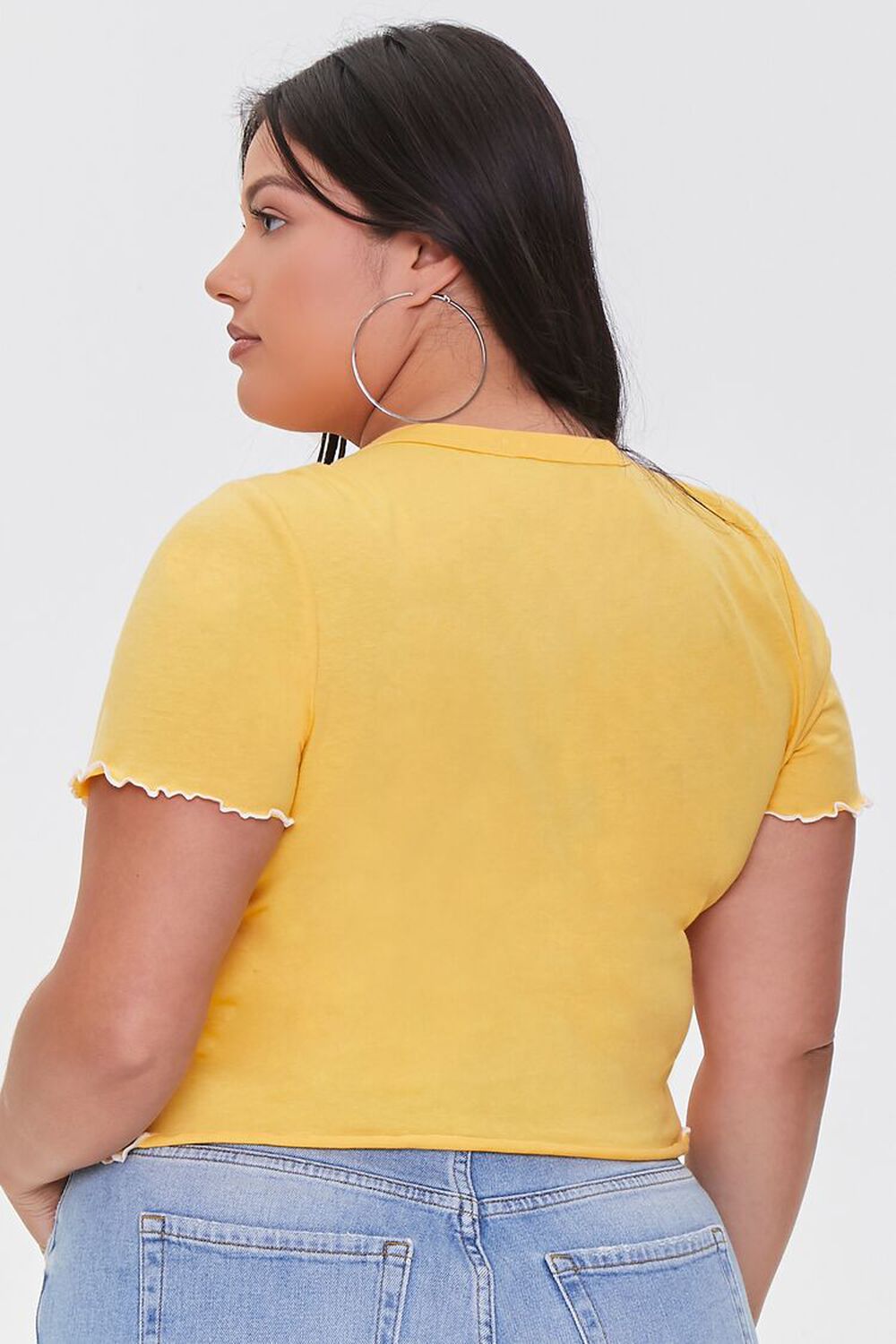 MARIGOLD/MULTI Plus Size Lettuce-Edge Trim Tee, image 3