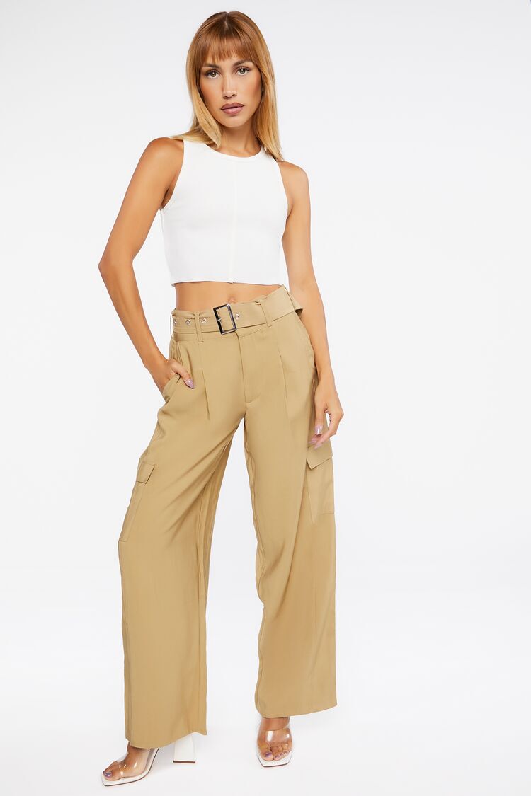 Belted Straight-Leg Cargo Pants