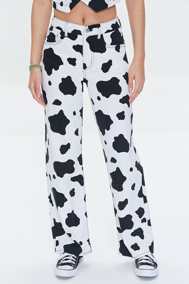 Buy Women Lavender Cow Print Straight Pants Online at Sassafras