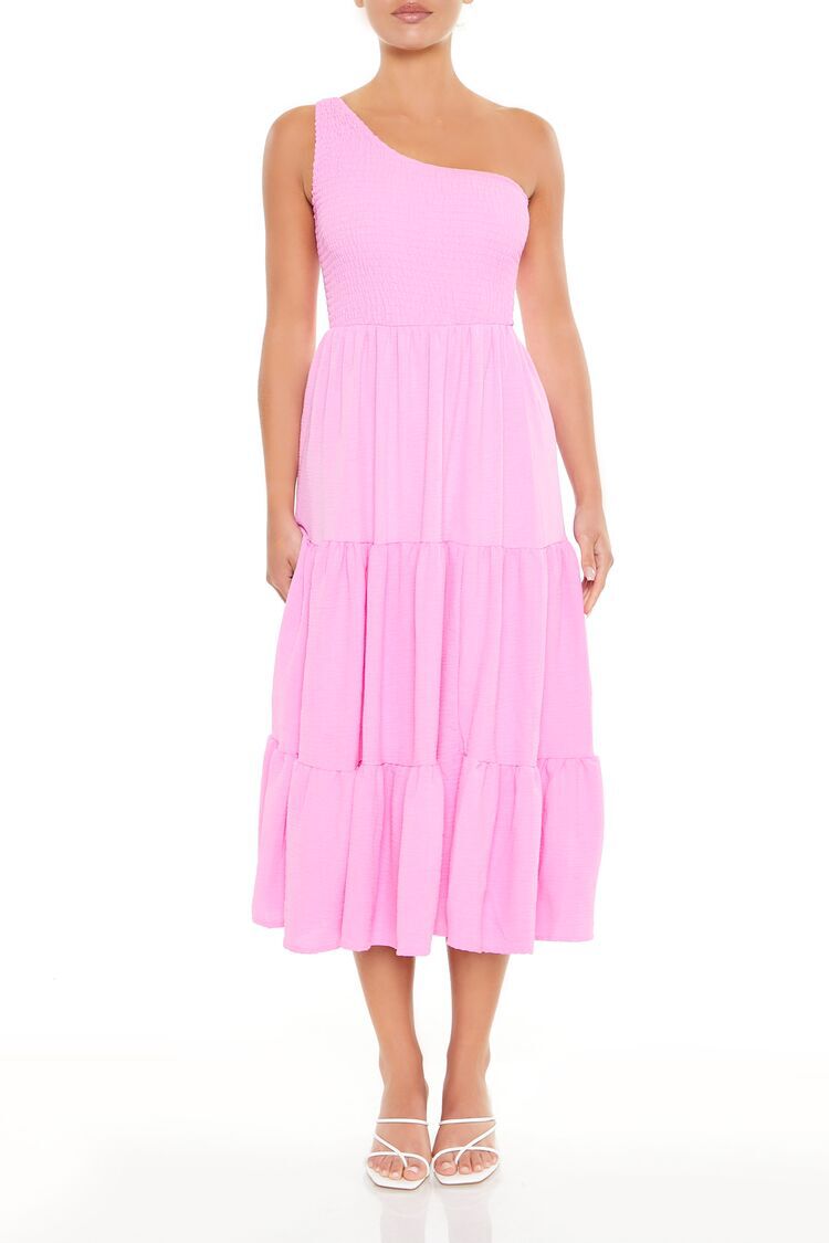 Tiered One-Shoulder Midi Dress