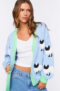 LIGHT BLUE/MULTI Sheep Embroidered Cardigan Sweater, image 1