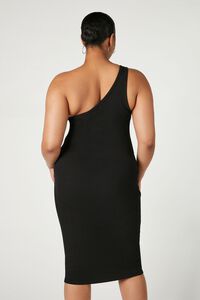 BLACK Plus Size One-Shoulder Bodycon Midi Dress, image 3