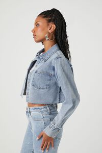 LIGHT DENIM Frayed Cropped Denim Shirt, image 2