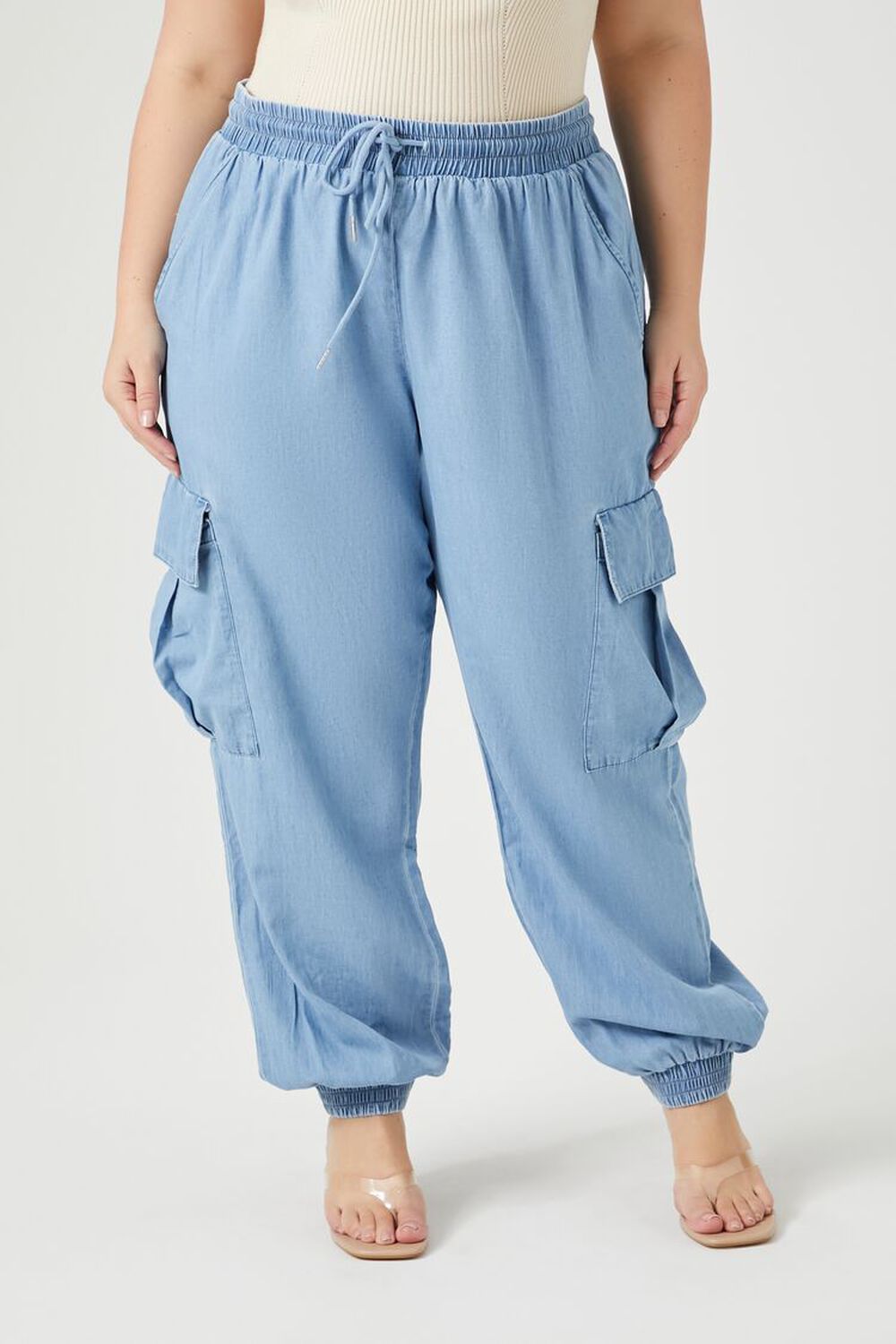 Plus Size Poplin Cargo Parachute Pants