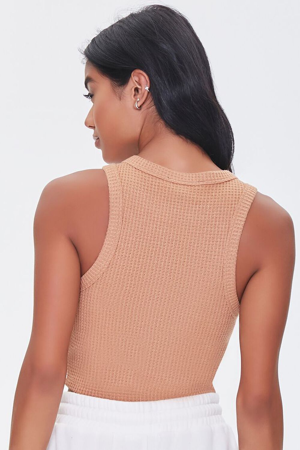 Cropped Waffle Knit Tank Top