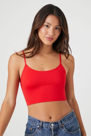 Forever 21 Women's Ruched Drawstring Sports Bra in High Risk Red