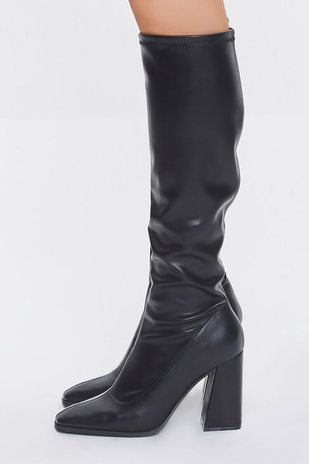 Faux Leather Calf-High Boots