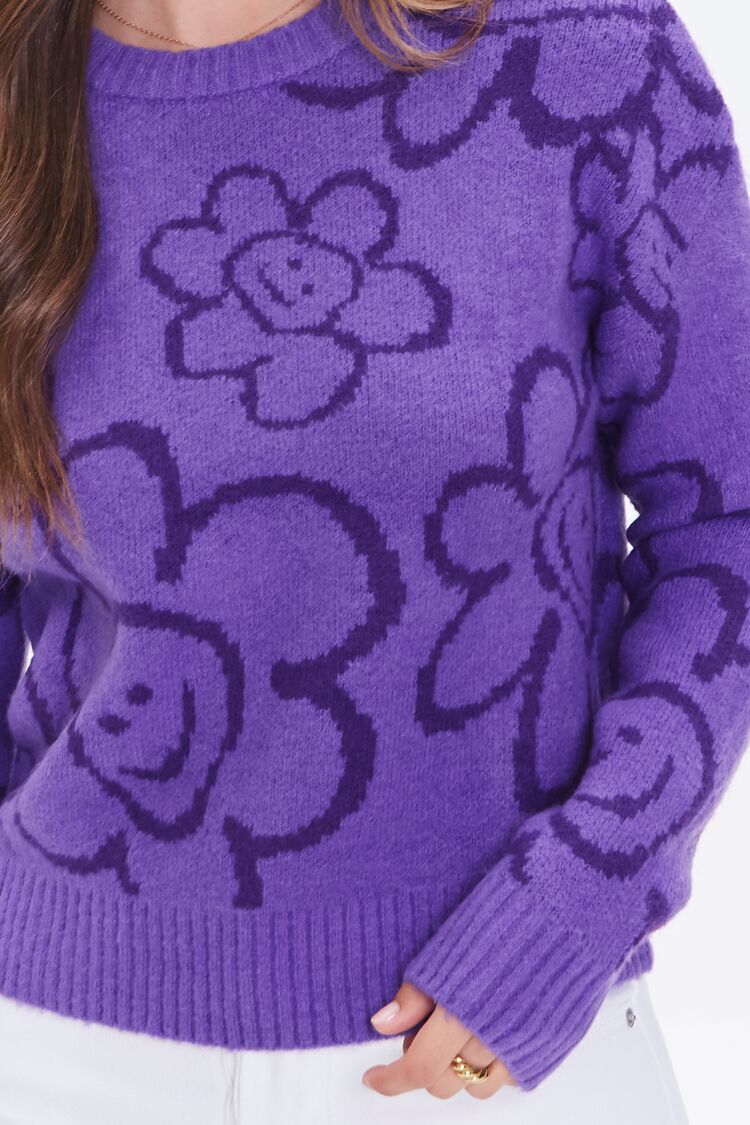 Happy Face Floral Sweater