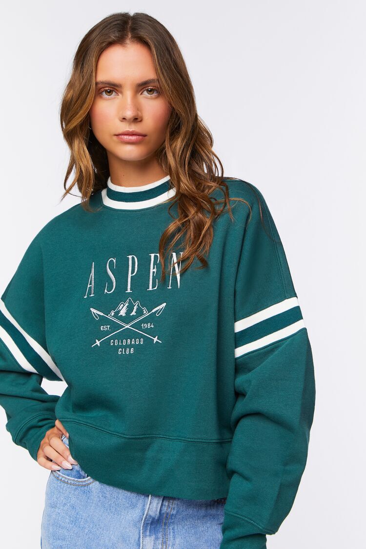 Aspen Varsity-Striped Graphic Pullover