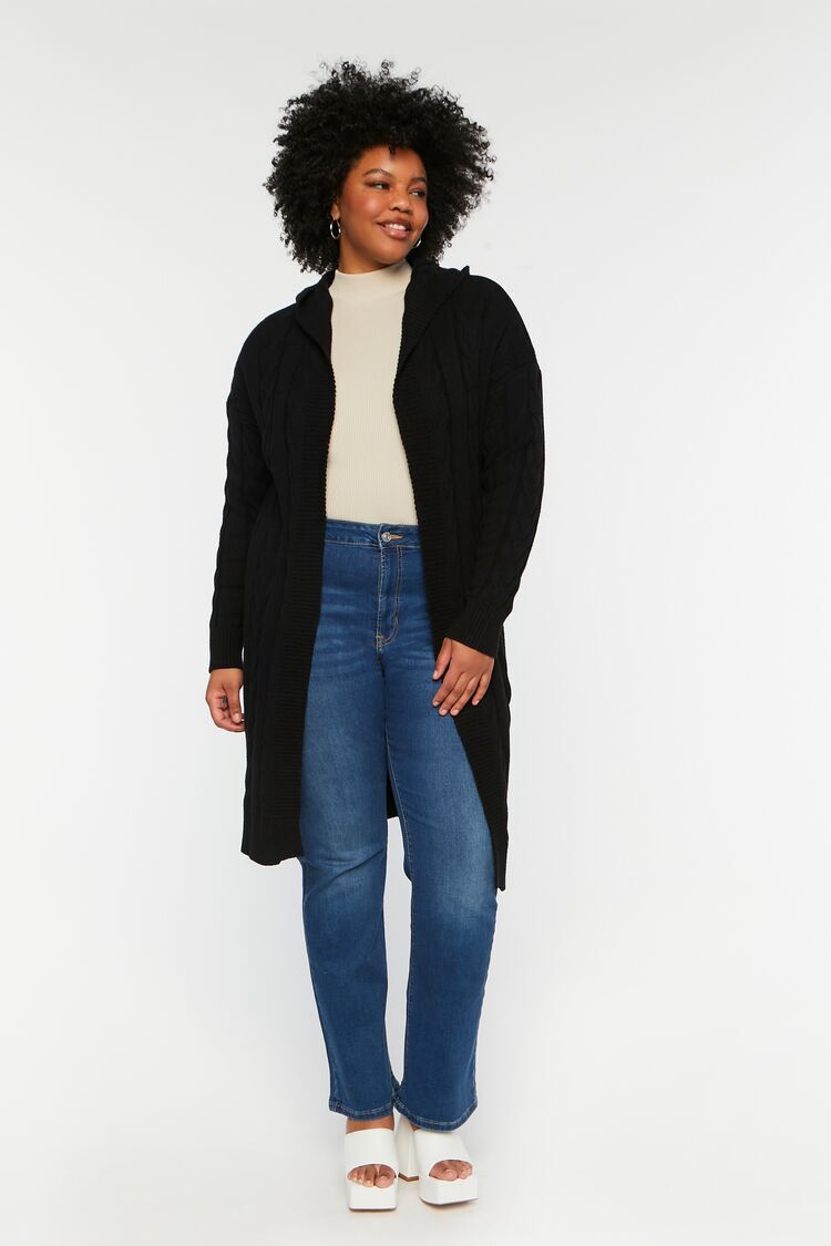 Plus Size Cable Knit Duster Cardigan Sweater