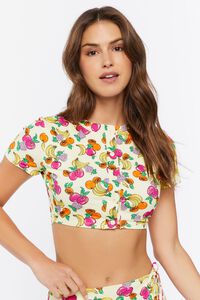 Fruit Print Swim Cover-Up Top, image 1