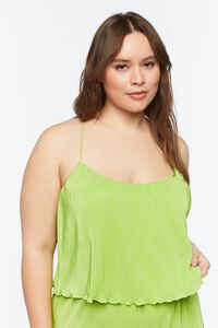 GREEN Plus Size Plisse Lettuce-Edge Cami, image 6