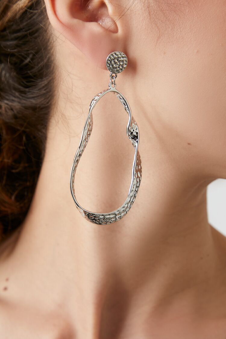 Warped Drop Hoop Earrings