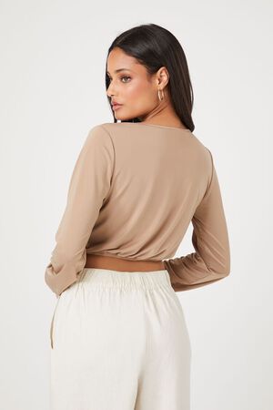 Pato Taupe Long Sleeve Crop Top