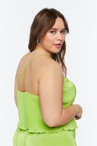 GREEN Plus Size Plisse Lettuce-Edge Cami, image 3