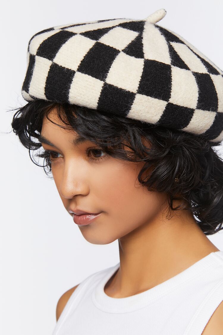 Checkered Knit Beret