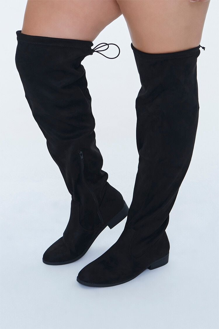 Faux Suede Thigh-High Boots (Wide)