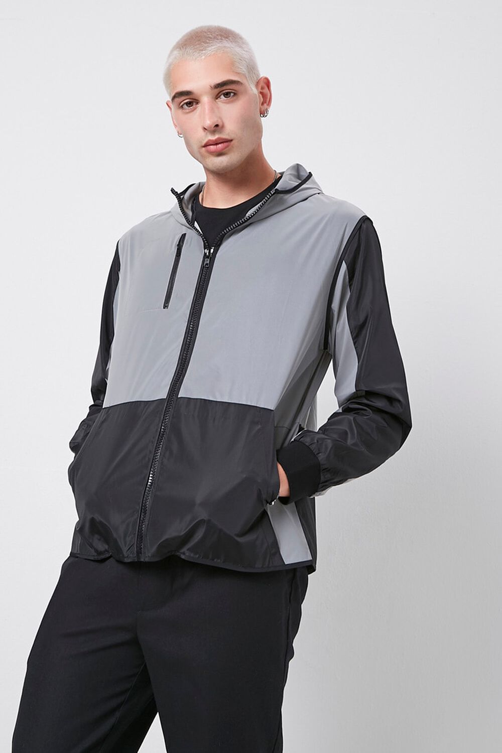Shop Reflective Hooded Windbreaker Jacket for Men from latest collection at  Forever 21